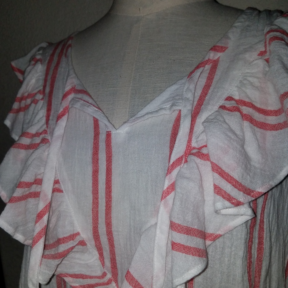 Universal Thread Ruffle Bib Top Red Striped XL - Picture 3 of 8